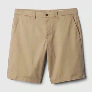GAP Men’s Shorts 12” Stretch Casual Flat Front Chino Shorts Iconic Khaki Tan 31